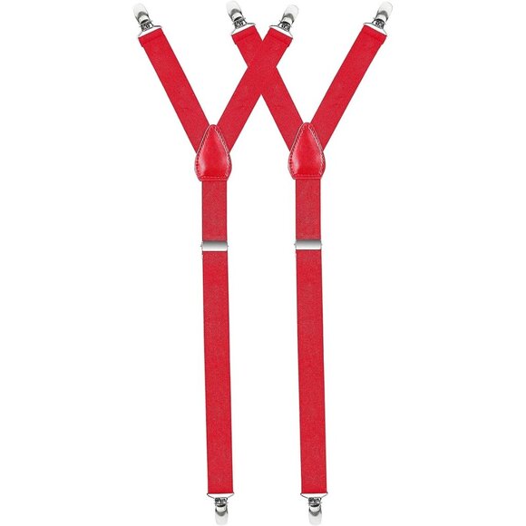 HOLD'EM Improved Shirt Stays Men Adjustable Elastic Y-style 1” Wide - Red - Picture 1 of 7